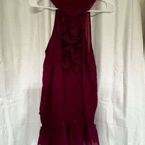 Elegant Burgundy Ruffle Dress